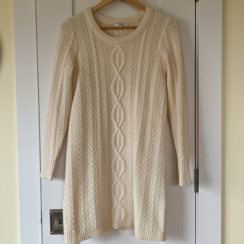 Madewell 100% merino wool cableknit sweater dress